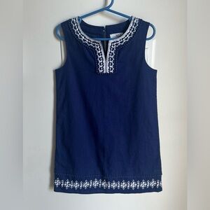 Vineyard Vines Embroidered Shift Dress Navy with White Detailing Deep Bay NWT